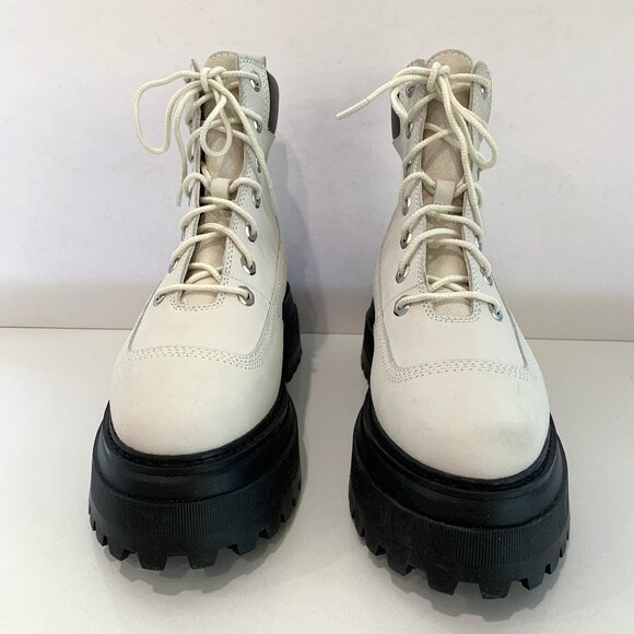 Timberland Sky 6 Inch Lace Up Boots Leather Combat Booties White Size 7 NEW - Picture 3 of 8